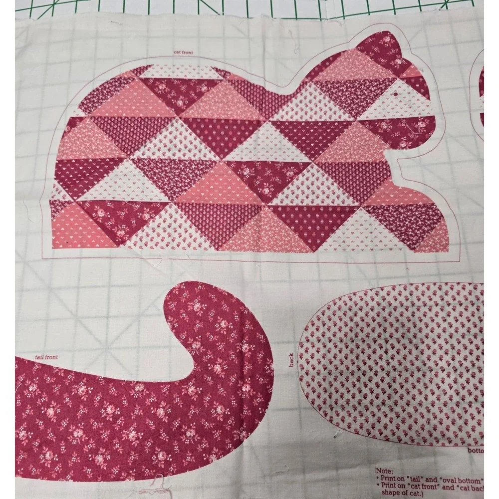 Vtg Pink CALICO CAT Kitten Pillow Cut Sew Panel Fabric The Country Cat